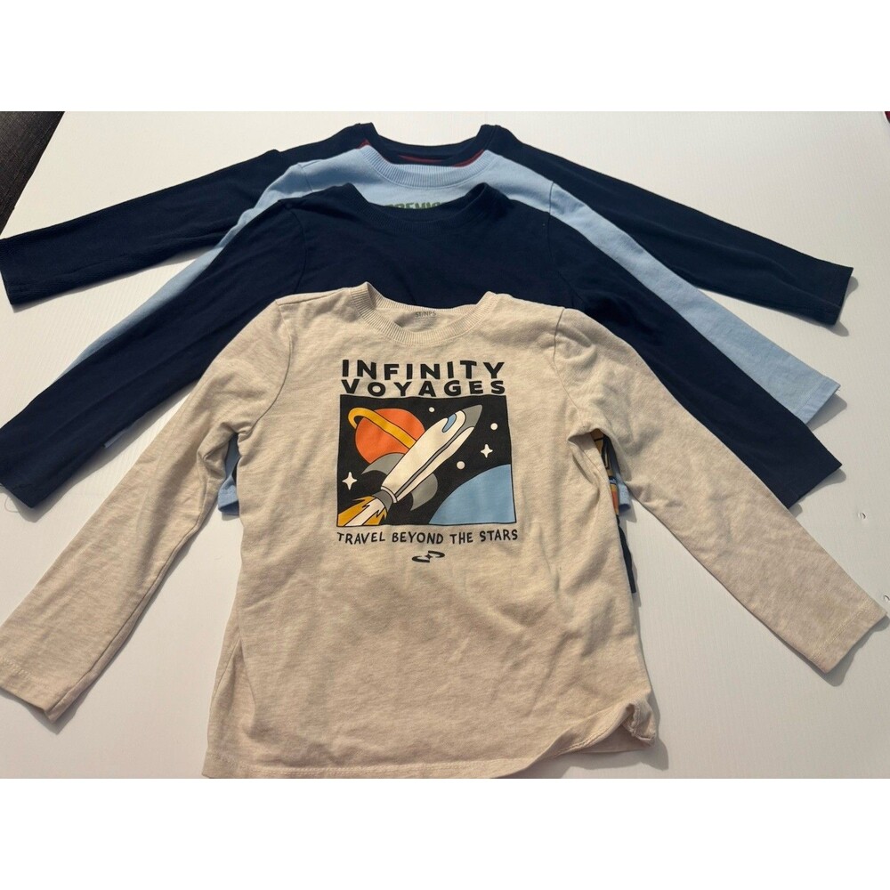 5T Boys Long Sleeve Shirt Lot of 5 Space Solid Casual Mixed Colors Used